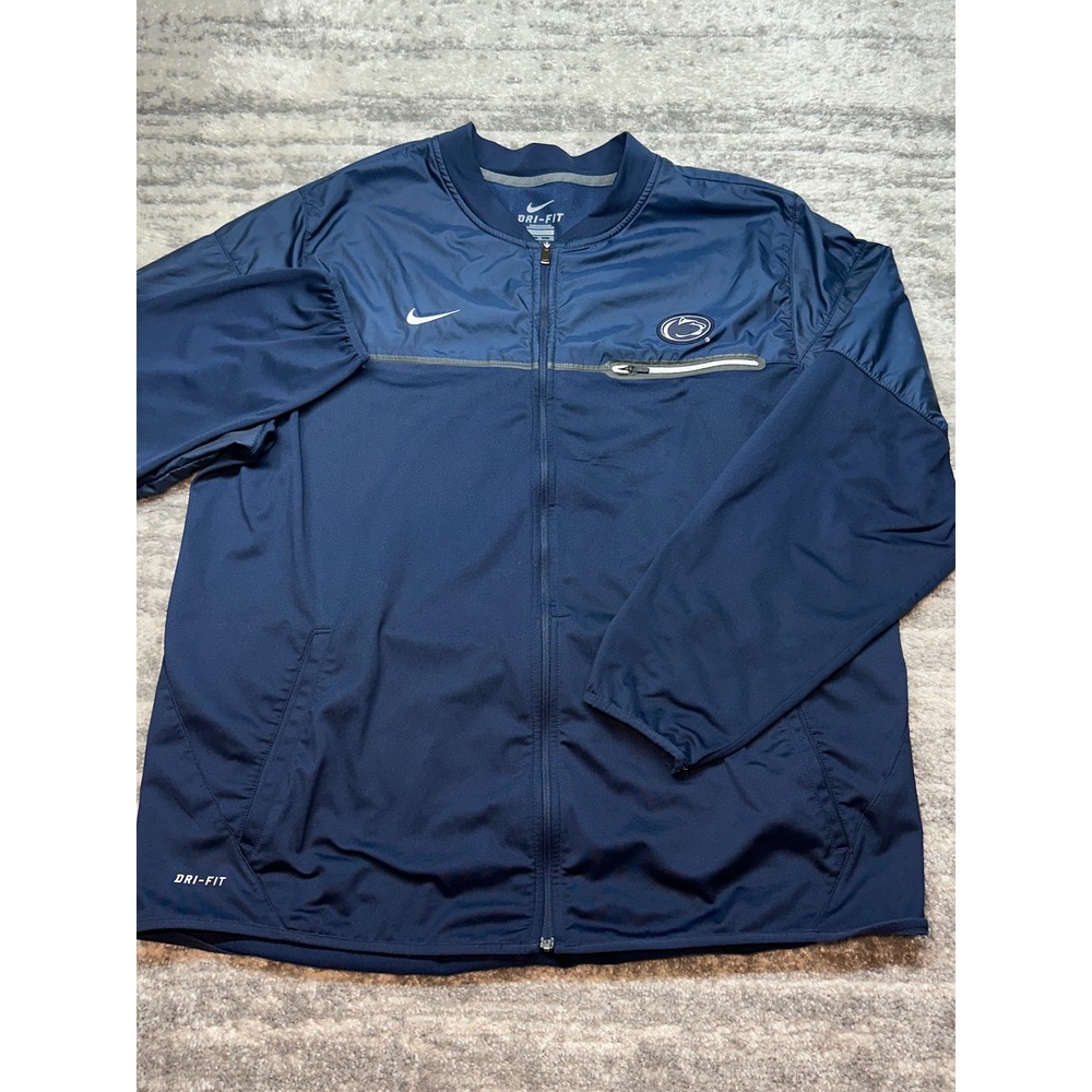 Nike Track Jacket Mens XL Blue Penn State Nittany Lions Dri-Fit Full Zip